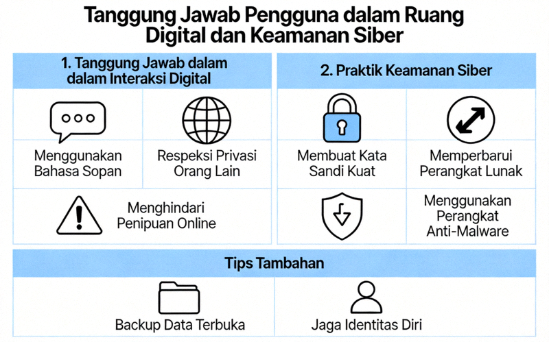 Infografis tentang tanggung jawab pengguna dalam ruang digital dan keamanan siber